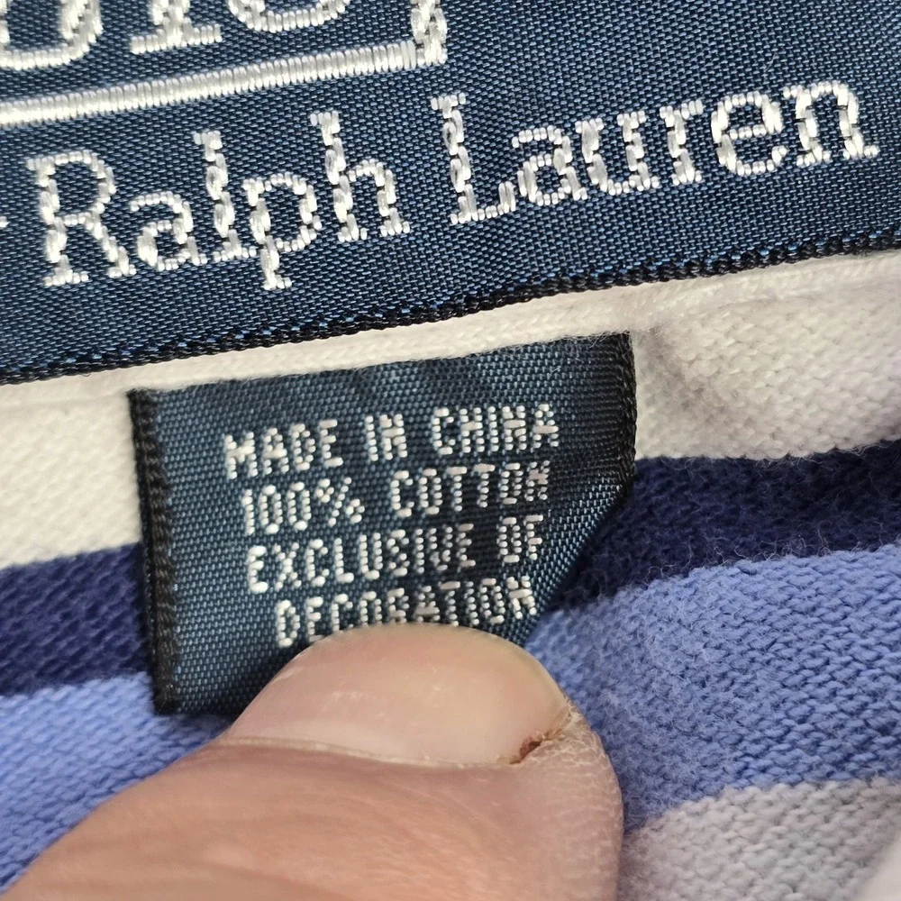 Polo Ralph Lauren Men's Cotton Soft Polo Shirt Striped Sz Large‎ Blue White